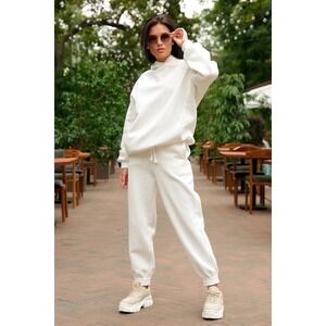 Daisy Tracksuit Set Hoodie and Sweatpants Small White 2 Piece Athleisure Casual